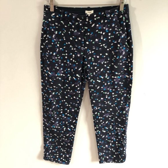 JCrew Printed Cropped Tencel Pants Career Navy - Picture 1 of 9
